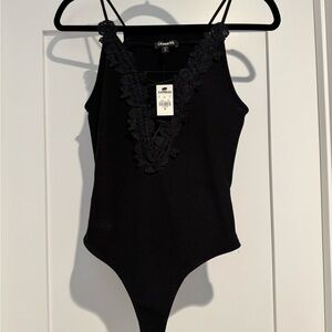 Express Black Bodysuit with Lace Detail